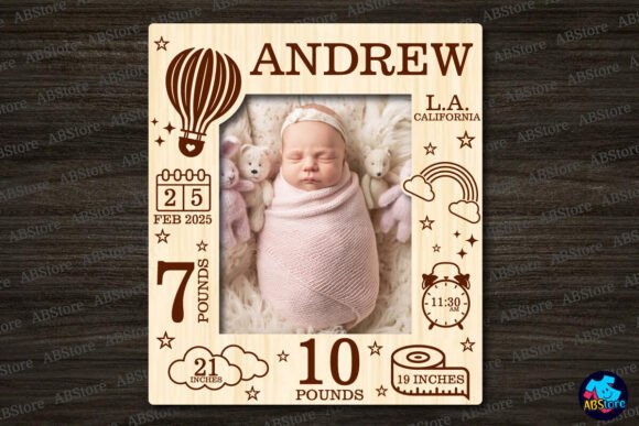 Baby Announcement Photo Frame Laser Cut