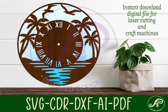 Beach Scene Clock Wall Clock Laser Cut