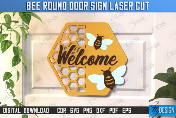Bee Welcome Sign Laser Cut Wall Sign