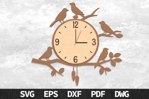 Birds on Branch Wall Clock - Laser Cut