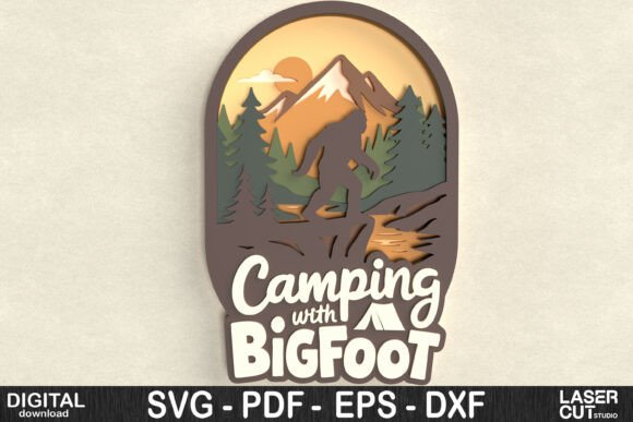 Camping with Bigfoot Layered SVG