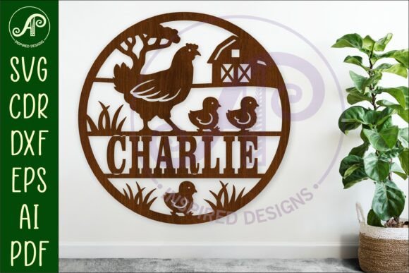 Chickens on the Farm Name Sign Laser Cut: A Versatile Digital Design for Creative Projects