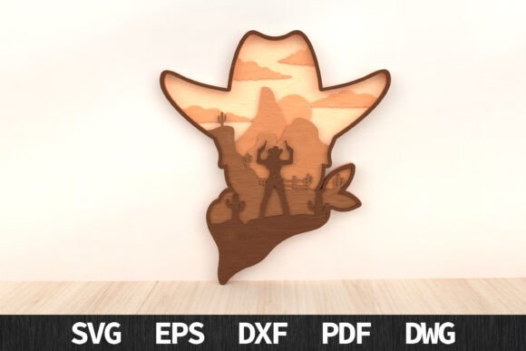 Cowboy Duel Wild West Layered Wall Art
