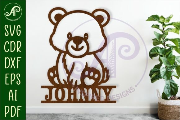 Cute Bear Personalized Name Sign Laser
