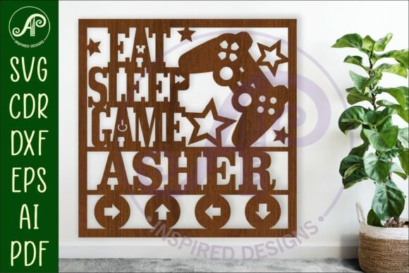 Gamer Themed Name Laser Cut Sign Card