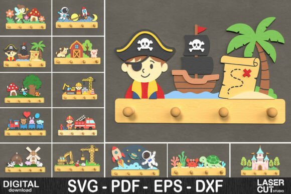 Kids Room Wall Hook SVG Bundle