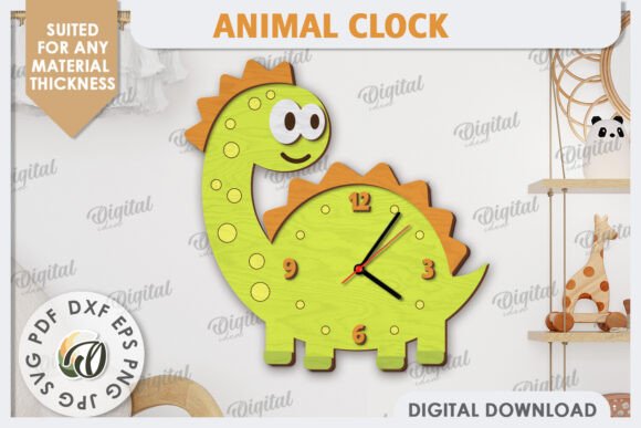 Laser Cut Dinosaur Wall Clock Design: A Unique Digital Creation Option