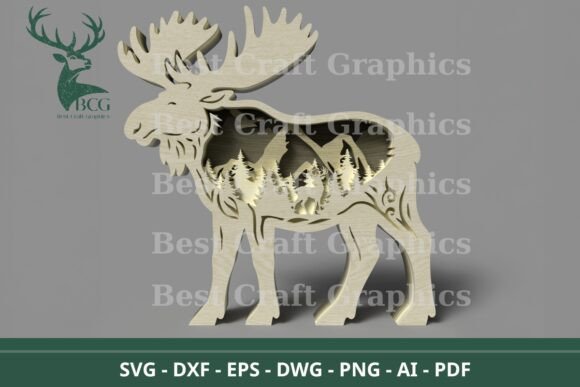Laser Cut Moose Hunting Multi-Layer