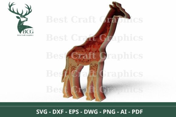 Layered Giraffe SVG Landscape