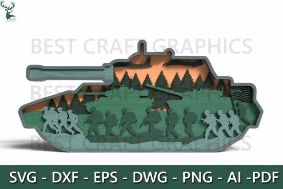 Military Tank Laser Cut Scene: Bringing Battlefield Power to Your Decor
