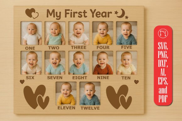 My First Year Photo Frame SVG Cut File