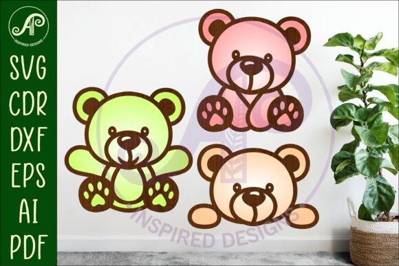 Teddy Bears Two Layer Laser Cut Outs SVG