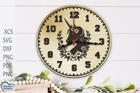 Wall Clock Laser Cut. Unicorn Wall Clock