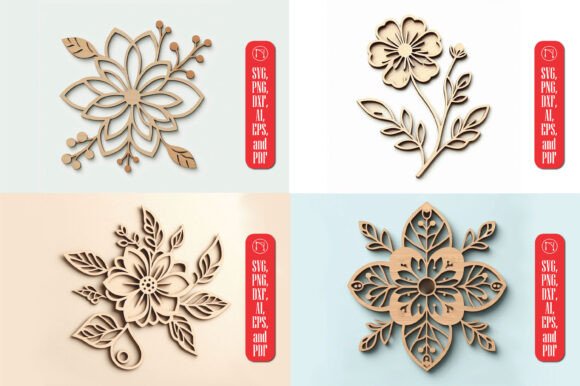 Wooden Flower Laser Cut SVG Bundle: Elevate Your Creative Projects with Precision and Beauty