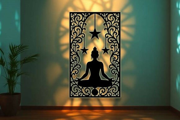 Yoga Sign Laser Cut Wall Decor SVG for Creative Workflows